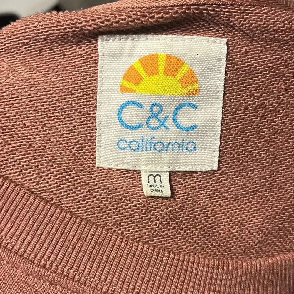 C&C California Lace Daisy Sweatshirt sweater Pullover Mauve Rose M Preppy Boho - Picture 5 of 7